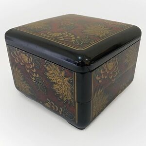 Vintage INTERPUR R.O.C. Lacquerware 2 Tier Stacking Box Jewelry Trinket
